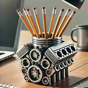 Industrial Engine Pen Holder – Creative Desk Organizer