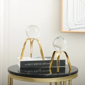 Golden Metal Stand Crystal Ball – Luxury Desk & Living Room Decor
