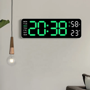 Modern LED Digital Wall Clock with Temperature & Date Display