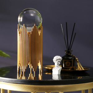 Modern Gold Crystal Ball Sculpture – Desk & Living Room Decor