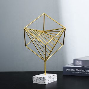 Geometric Metal Art Sculpture – Elegant Desk Decoration